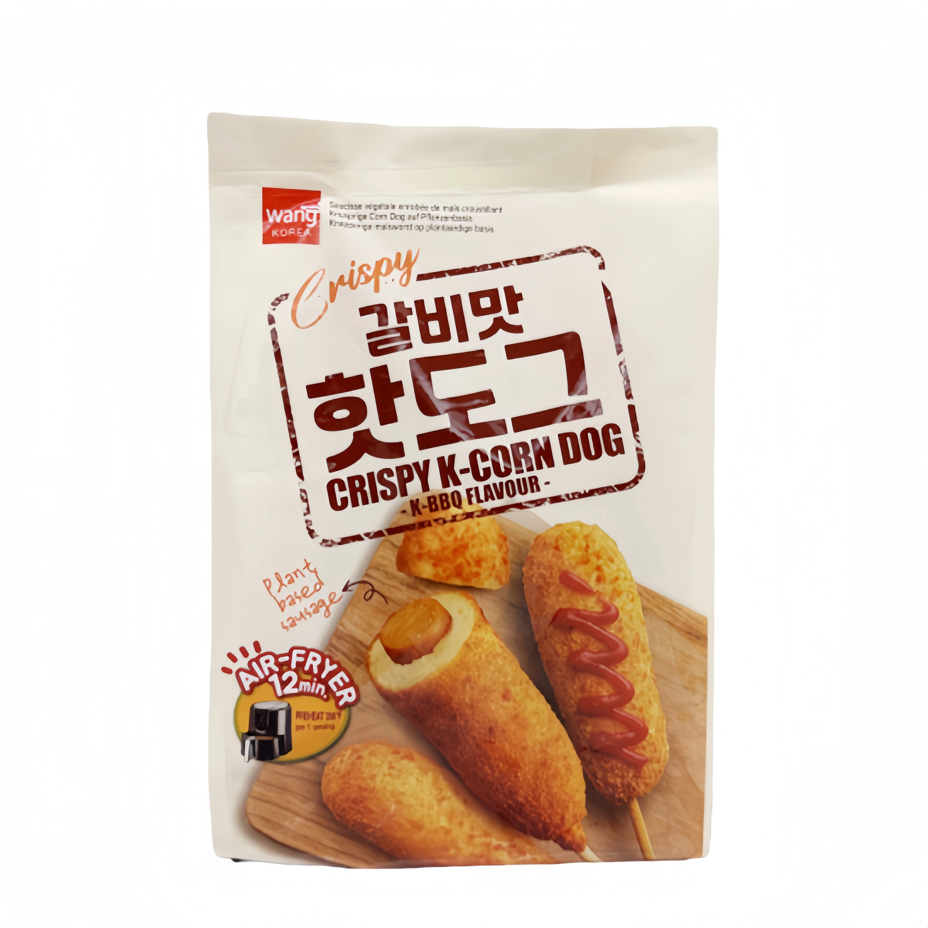 Crispy Corn Dog Med BBQ Smak Färdiggrillad Fryst 400g Wang Korea