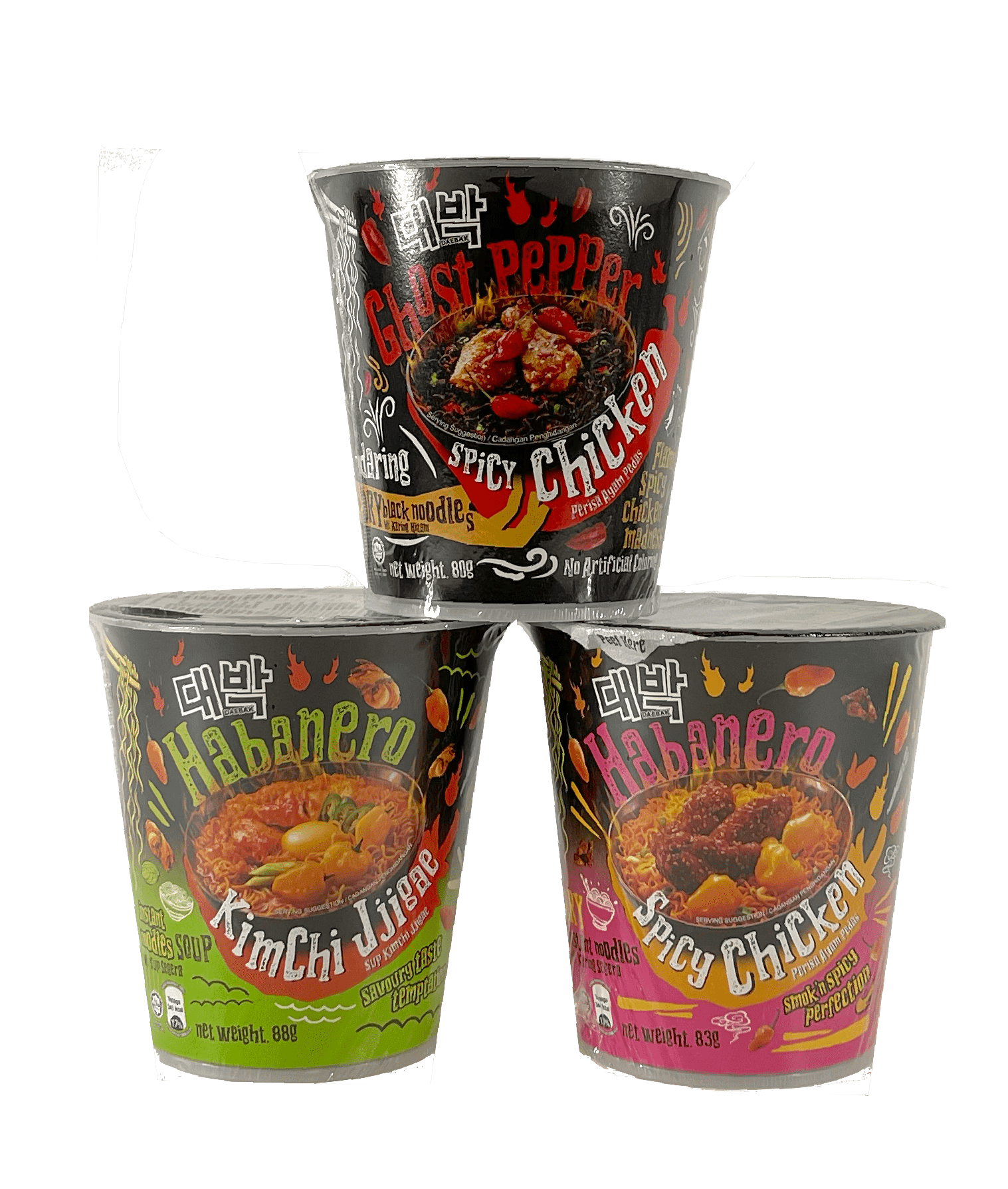 Instant Noodles Cup With Habanero / Kimchi Jjigae, Habanero / Chicken