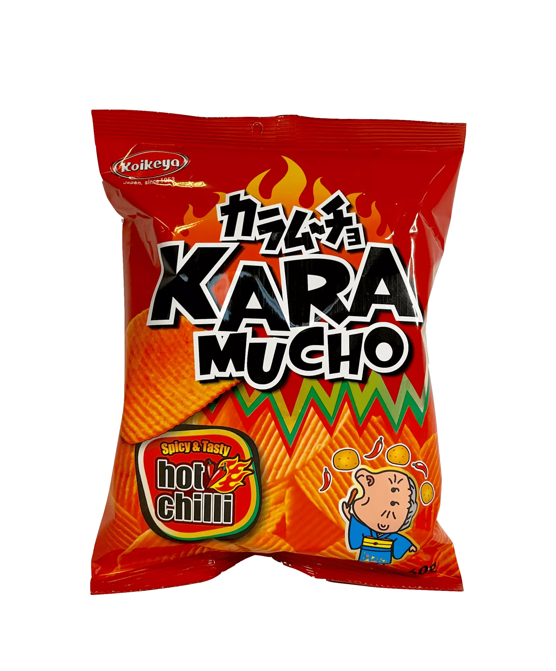 Bäst Före: 2023.03.22 Snacks Chips Karamucho Hot Chili Räfflade 60g Koikeya Japan