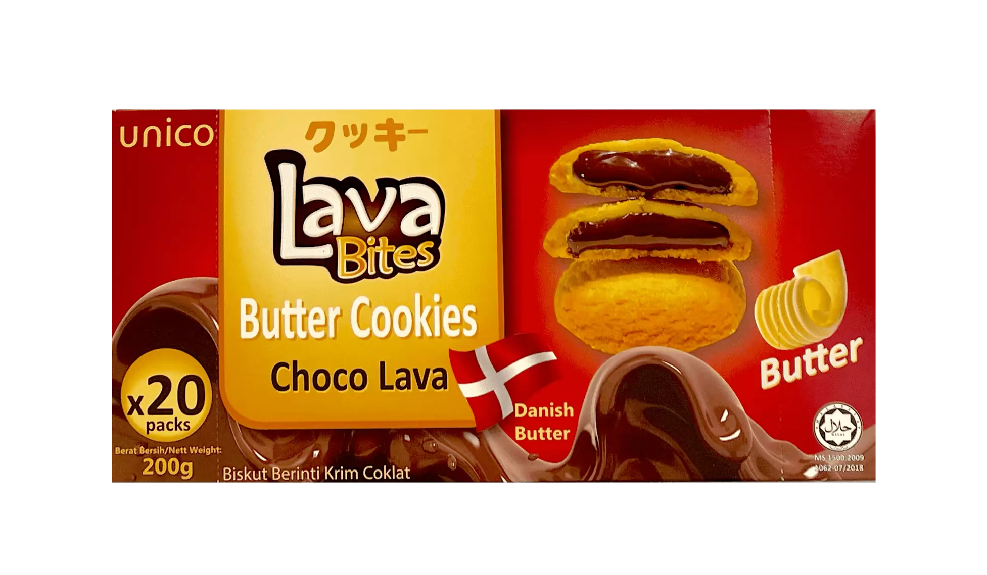 保质期:2022.10.01 爆浆曲奇饼干 黄油巧克力口味 200g My Lava Bites Unico 马来西亚
