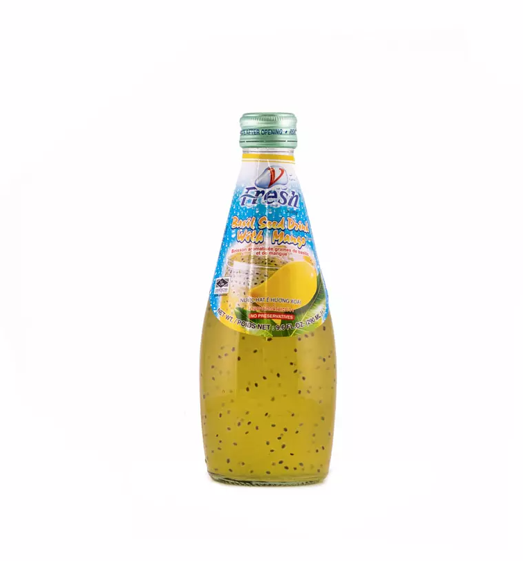 Dryck Mango Med Basil Seed 290ml  V-Fresh Thailand