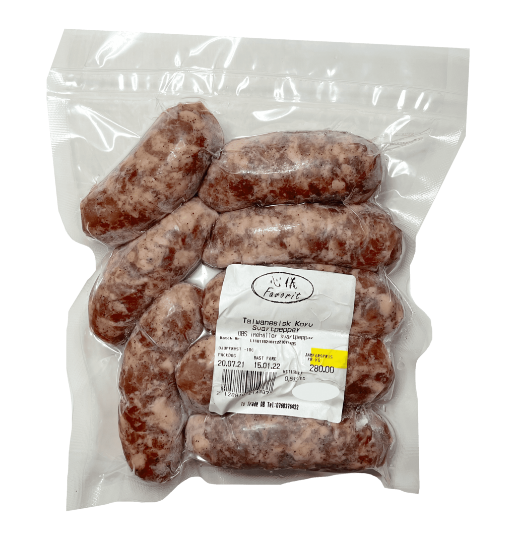 Taiwanese Handmade Sausage With Black Pepper Flavour Frozen about 500g Tc - Recommended!