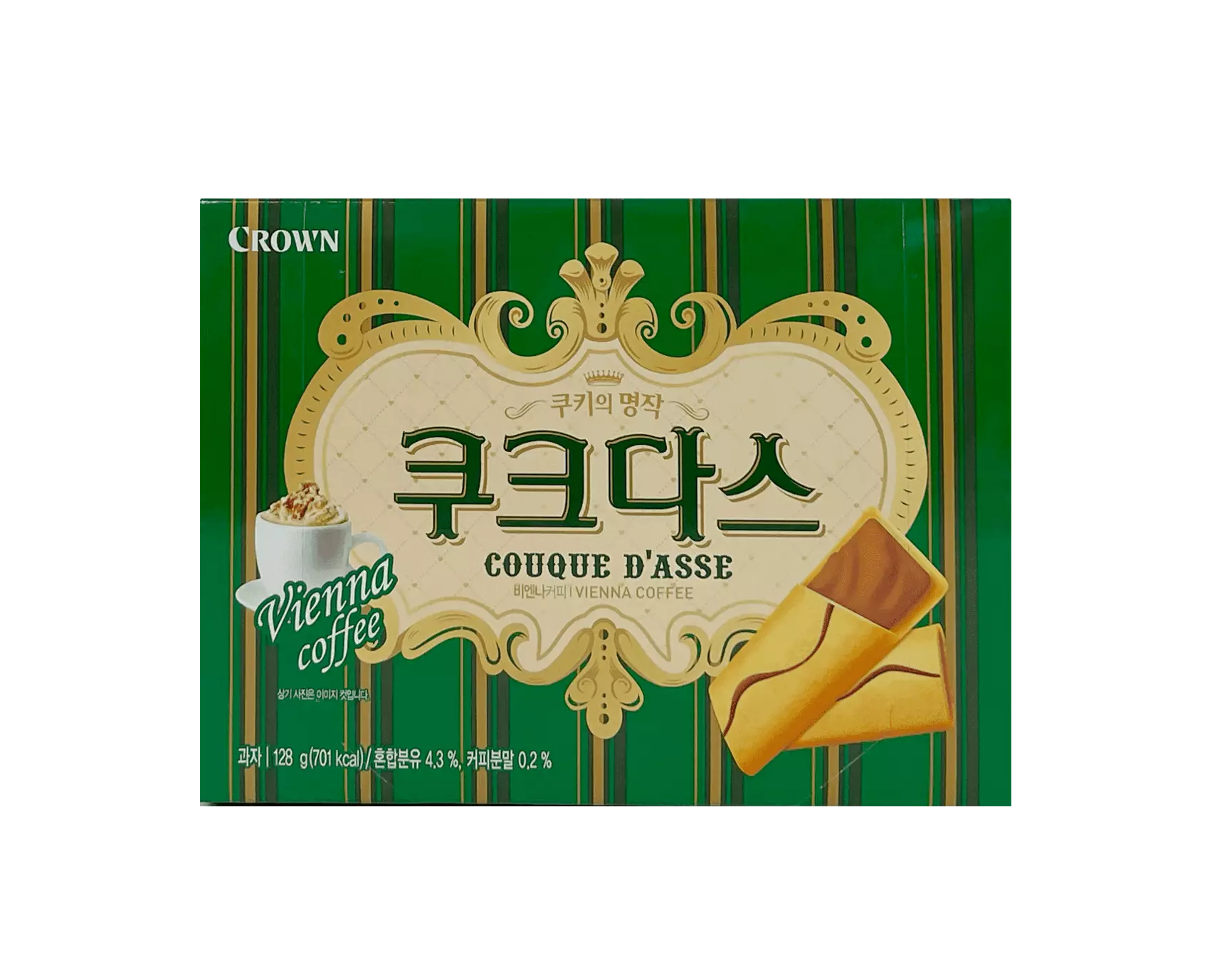 Kakor Med Vanilj/Kaffe Smak 128g Coque D'asse Crown Korea