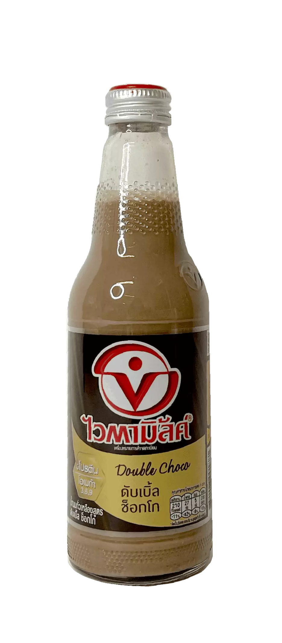 Soy Drink With Double Chocolate Flavor in Glass 300ml Vitamilk Thailand