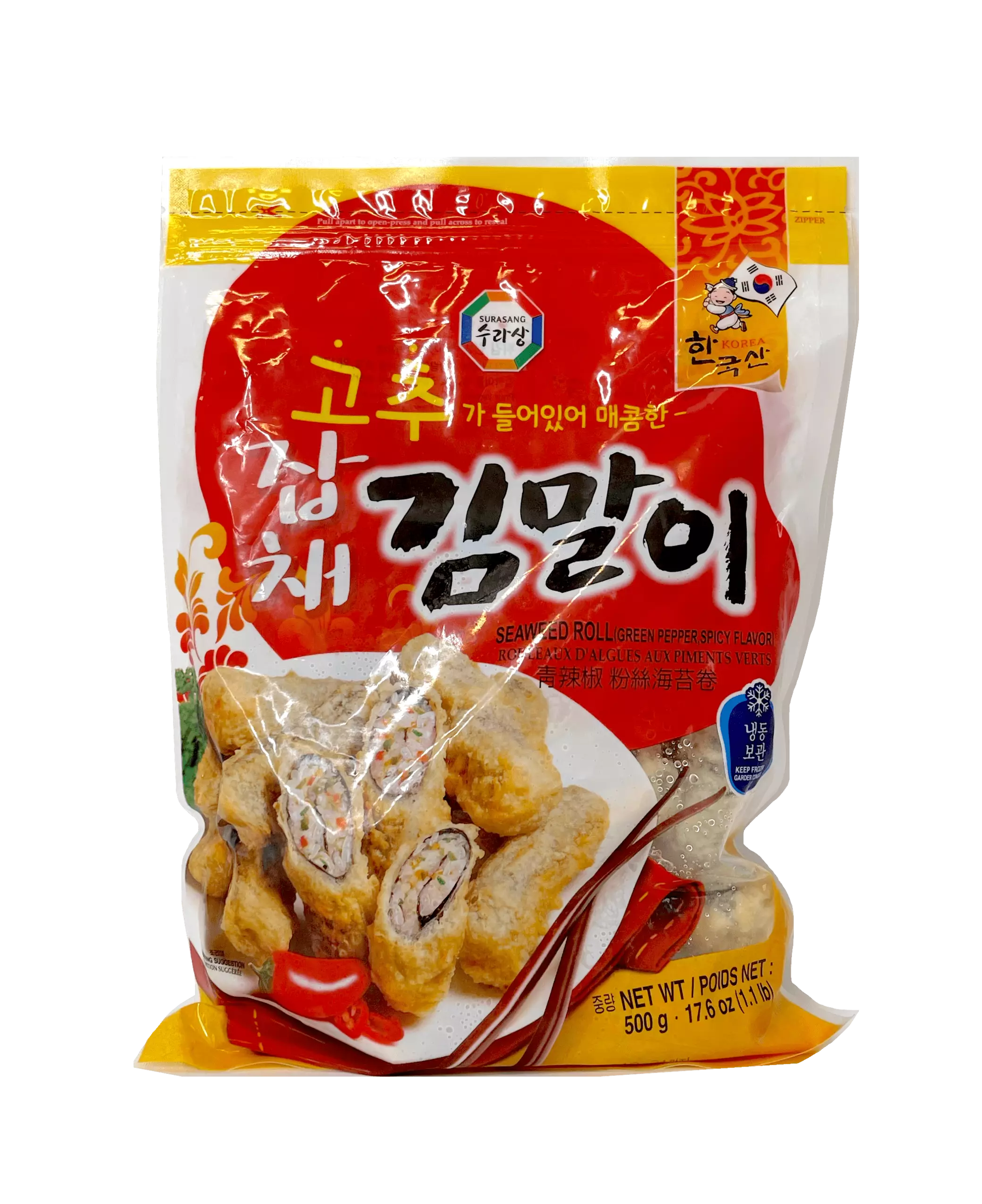 Vegansk Sjögräsrullar Med Stark Smak 500g - Surasang Korea