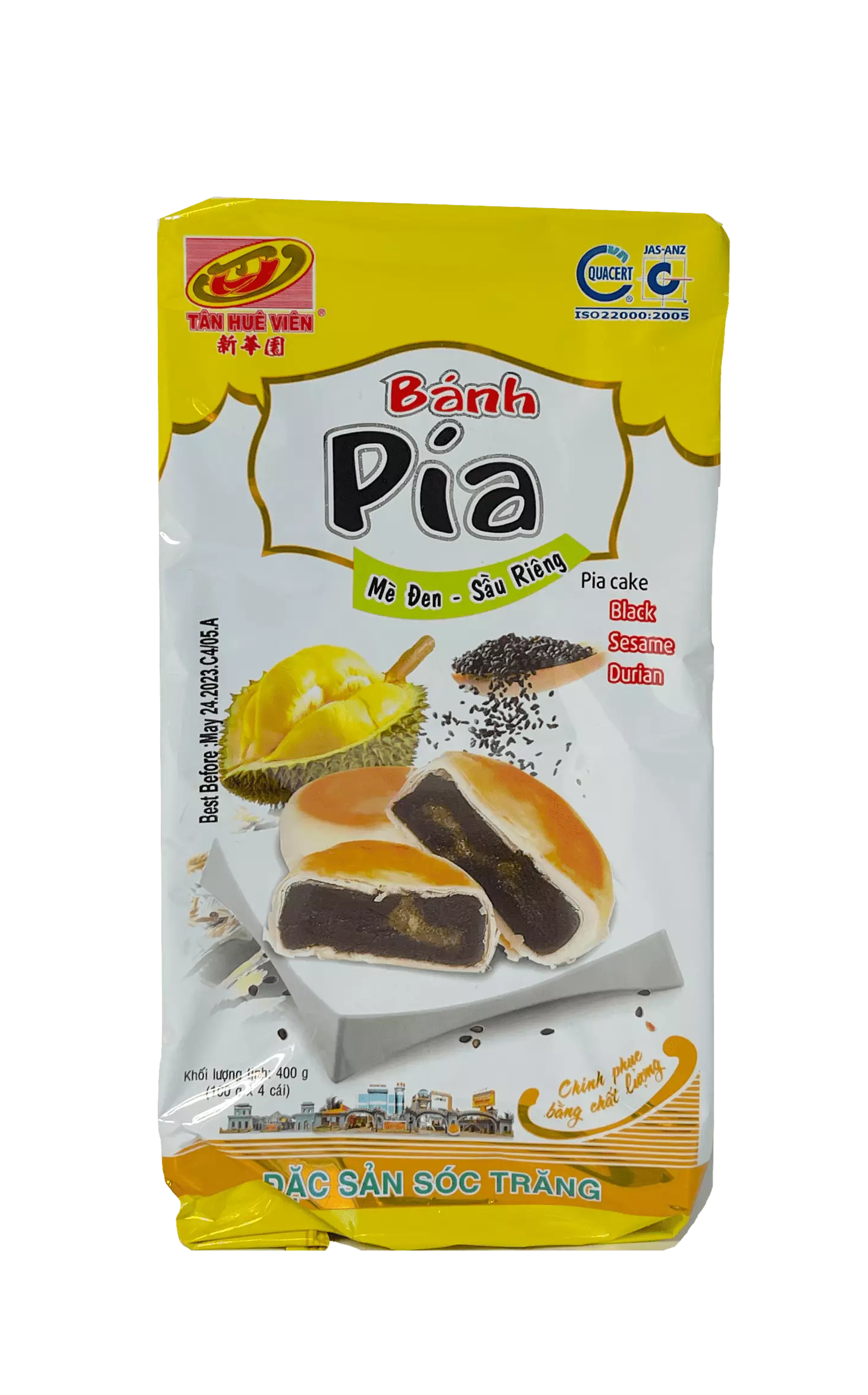 Cake Black Sesam Paste/Durian Frozen 400g - Tan Hue Vien Vietnam