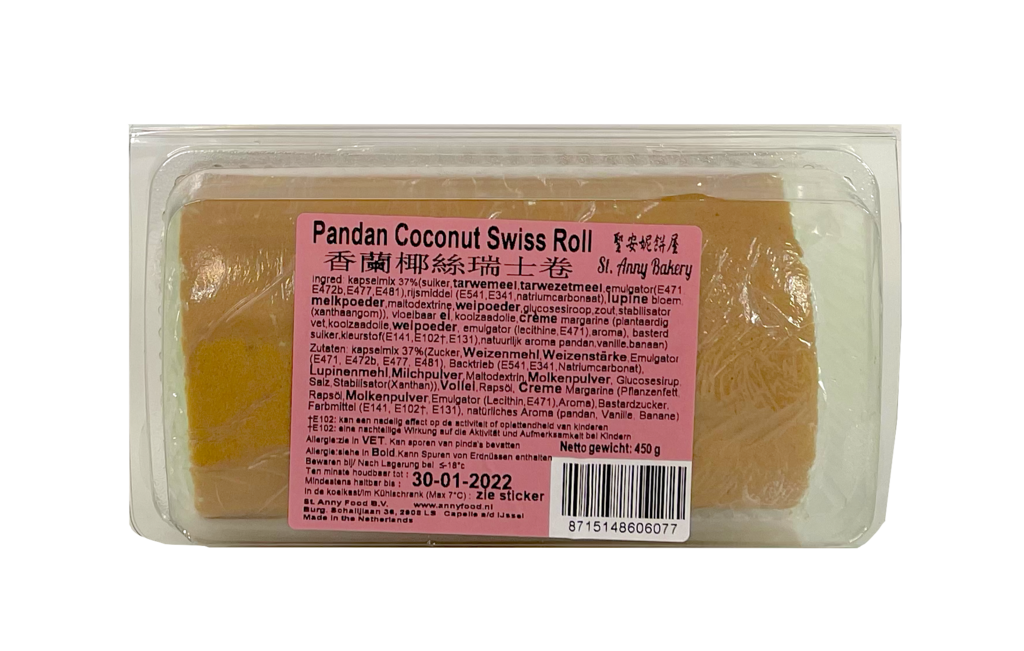 Pandan & Cocos Swiss Roll Fryst 450g Delico St. Annes bageri Nederländerna