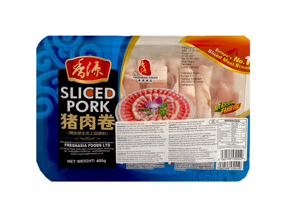 Pork Slices For Hotpot/Grill/Wok Fozen 400g Freshasia Food UK