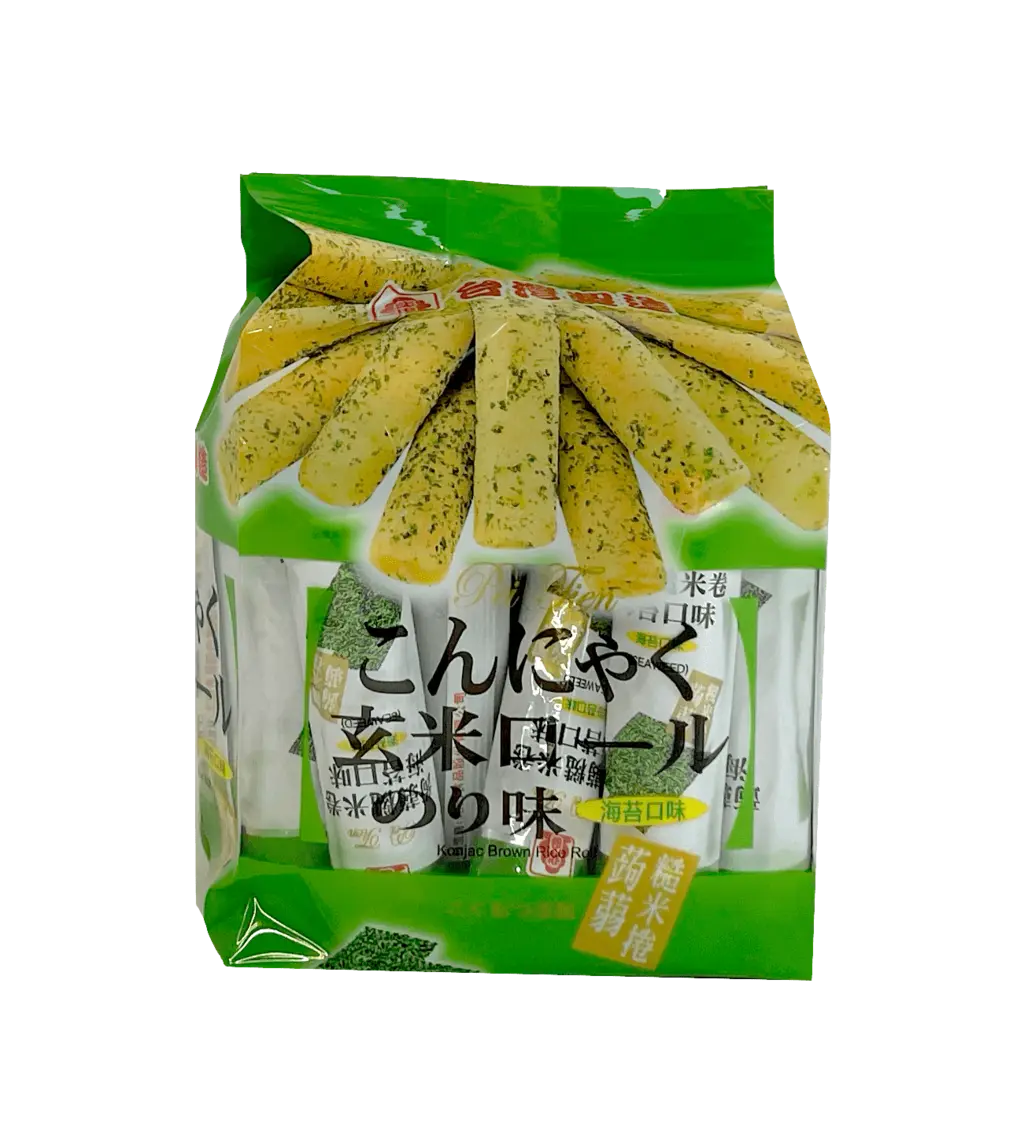 Snacks Brown Rice Rolls With Seagrass Flavor 160g Pei Tien Taiwan