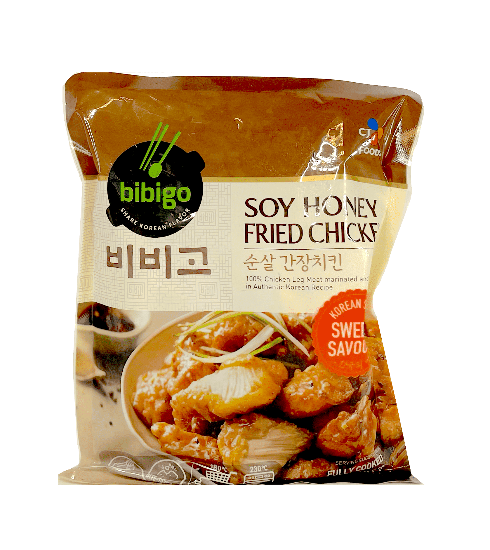 Korean Style Fried Chicken with Soy & Honey Sauce Frozen 350g Bibigo