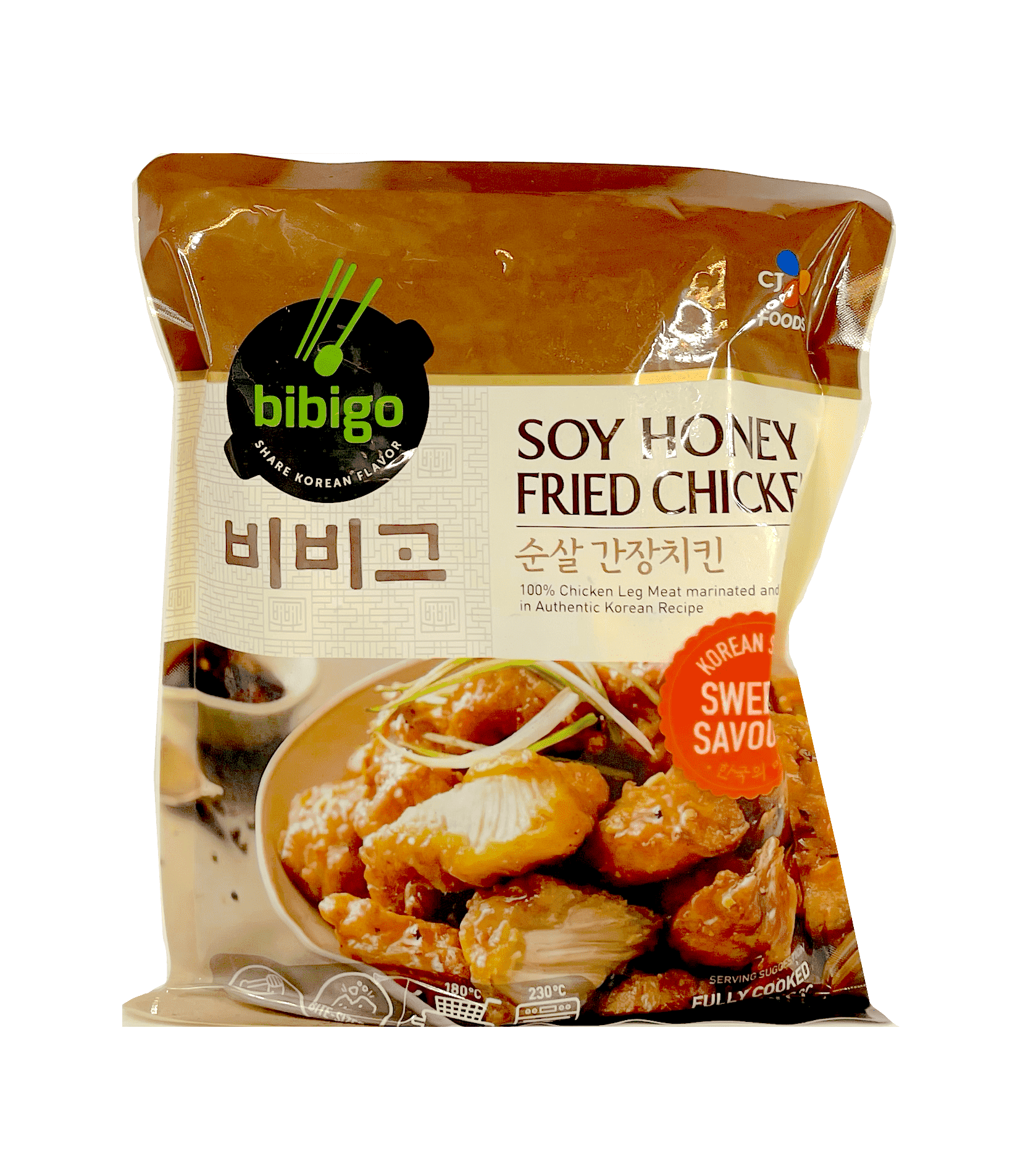 Korean Style Fried Chicken with Soy & Honey Sauce Frozen 350g Bibigo Korea