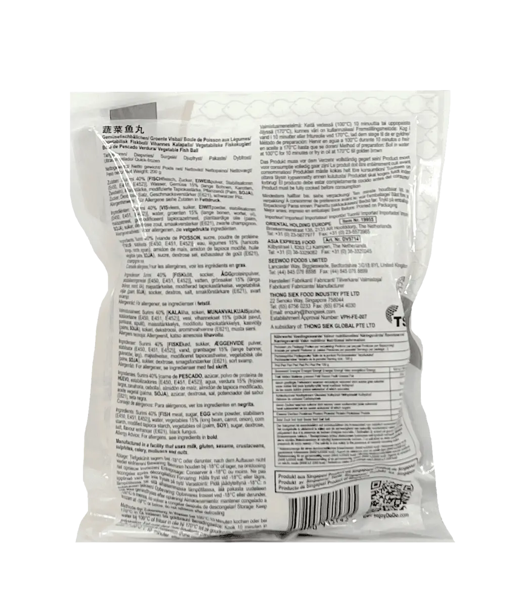 Vegetable Fish Balls Frozen 200g Dodo Singapore