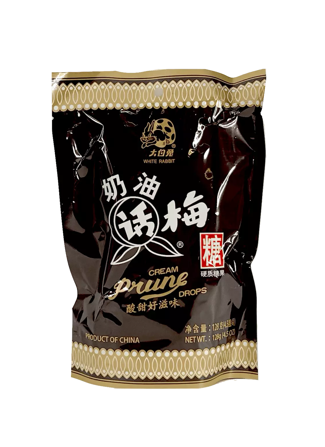 Godis Prune Drops White Rabbit 128g Kina