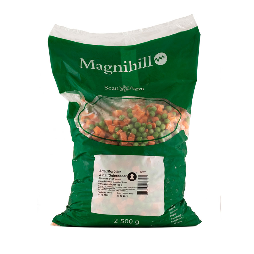 冷冻 綜合蔬菜（豌豆和胡萝卜）2.5公斤/袋 Magnihill 瑞典