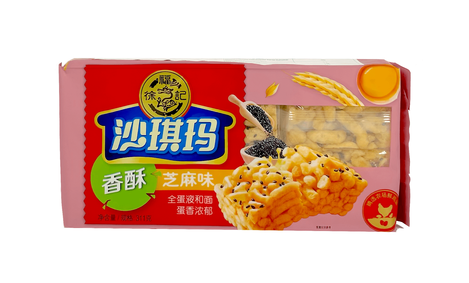 Äggkaka Sesamsmak 311g Shaqima Xu Fu Ji Kina
