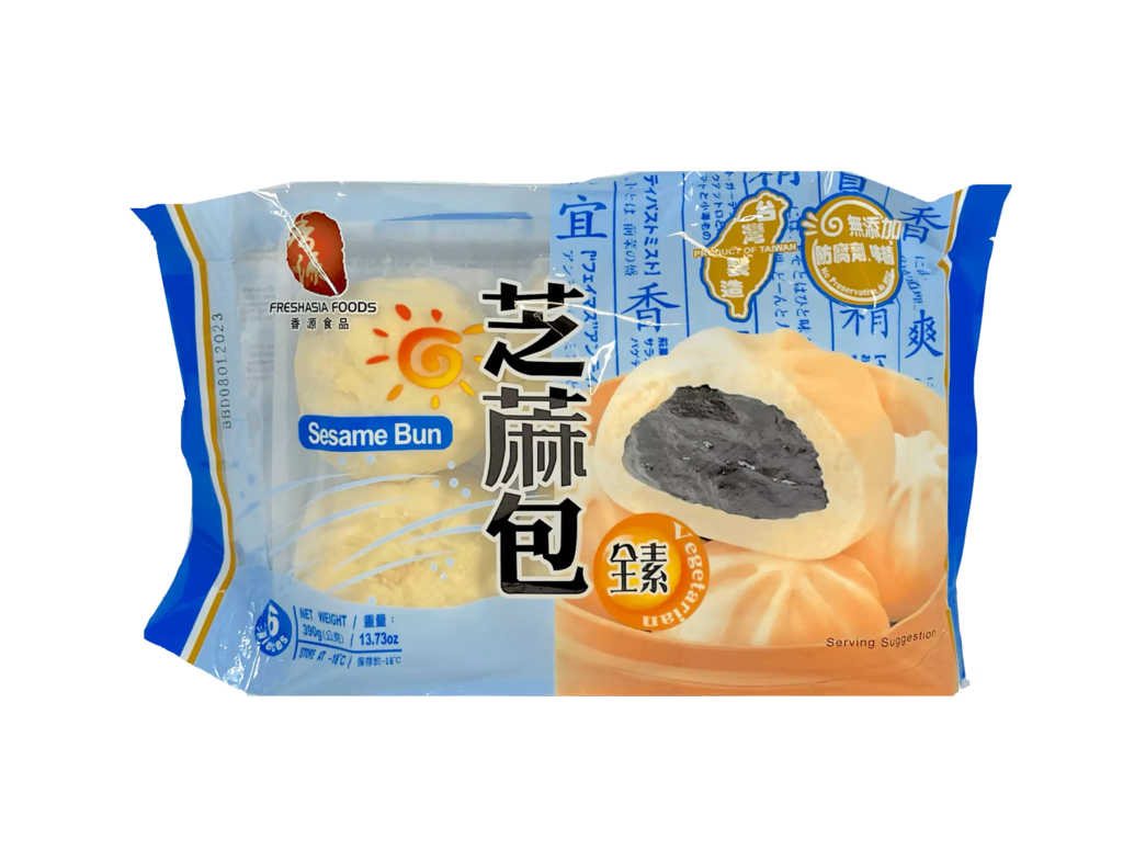Vegan Ångade Bao Fylld Med Sesamspasta Fryst 390g Freshasia Kina