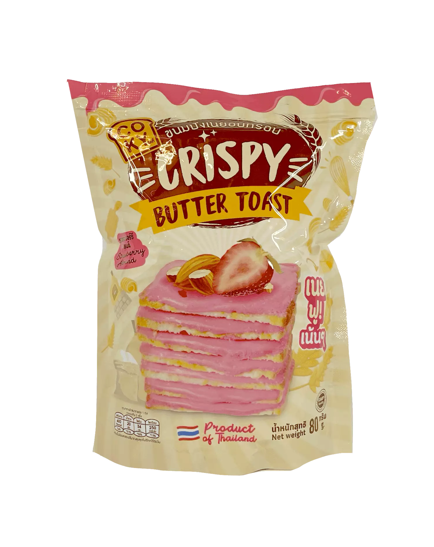 Crispy Butter Toast Jordgubb/Mandel 80g Coky Thailand