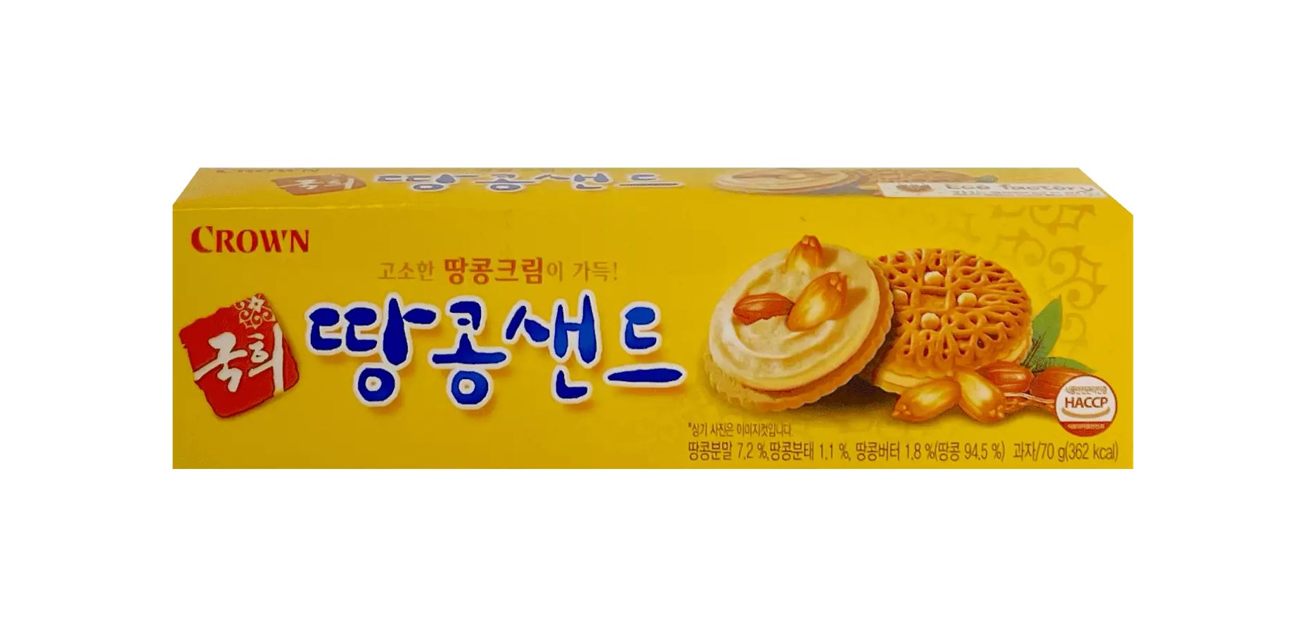 Sandwichkaka Jordnötter 70g Crown Korea