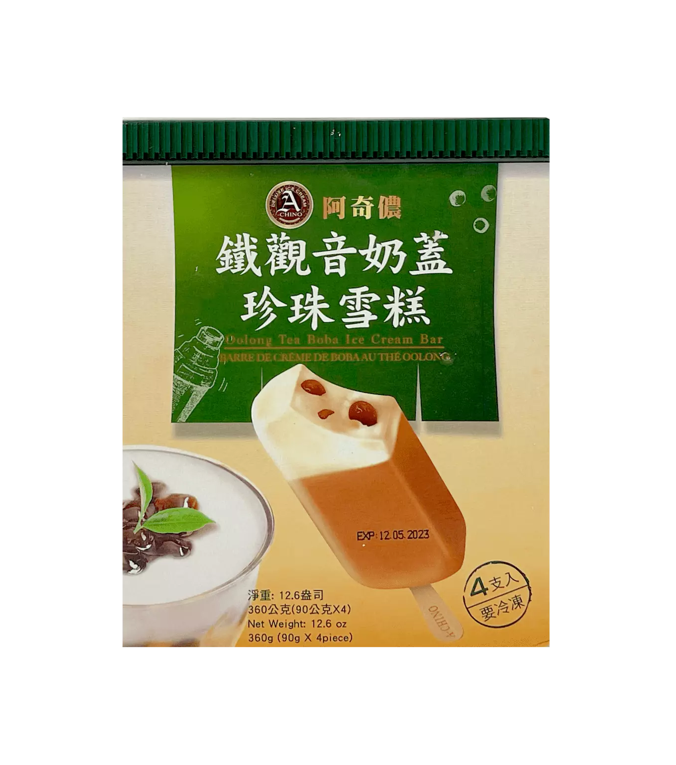 Ice Cream Bar With Oolong Tea Boba Flavour 360g AQN Taiwan