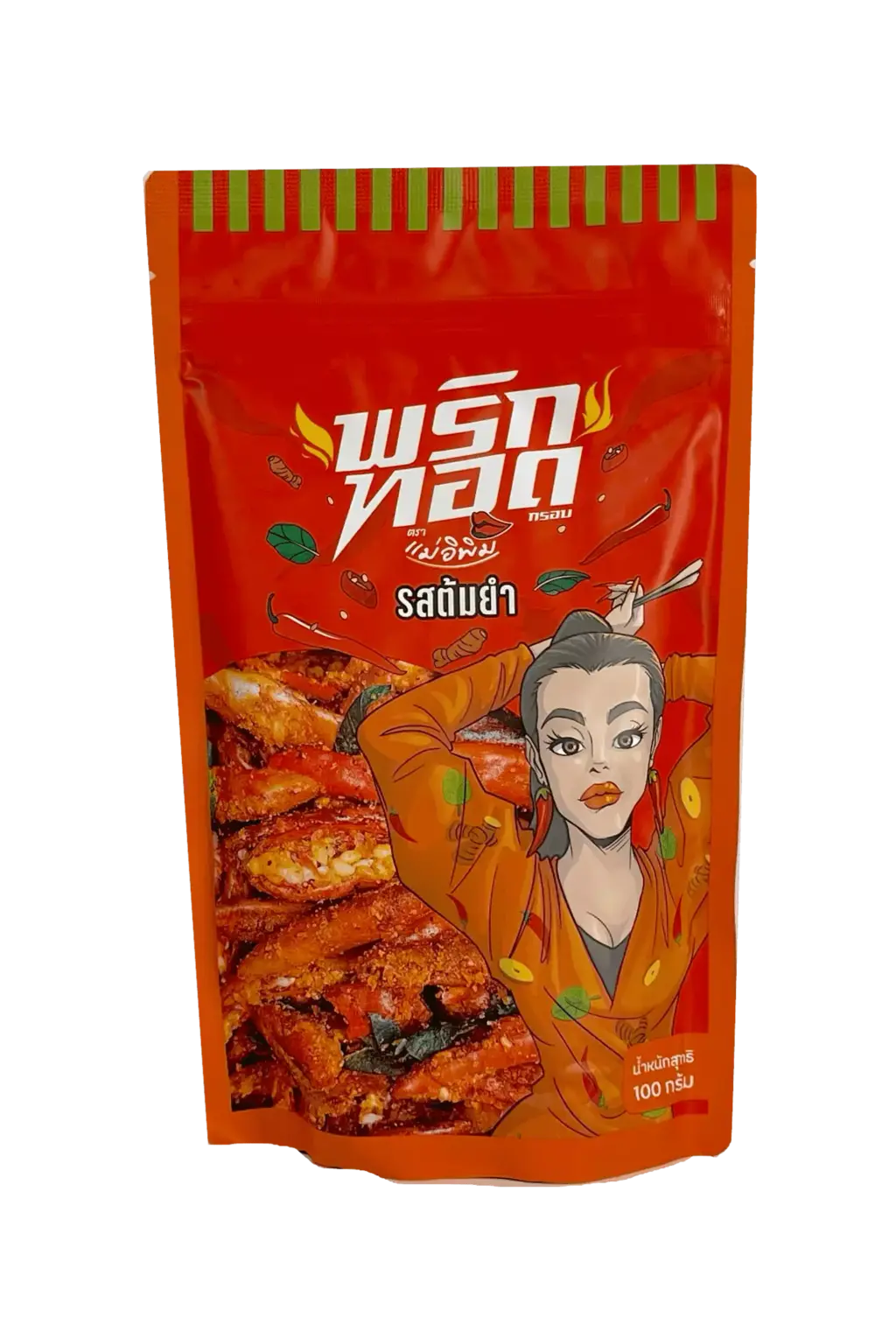 Crispy Thai Chilli Snacks With Tom Yum Flavour 100g Mae E Pim Thailand