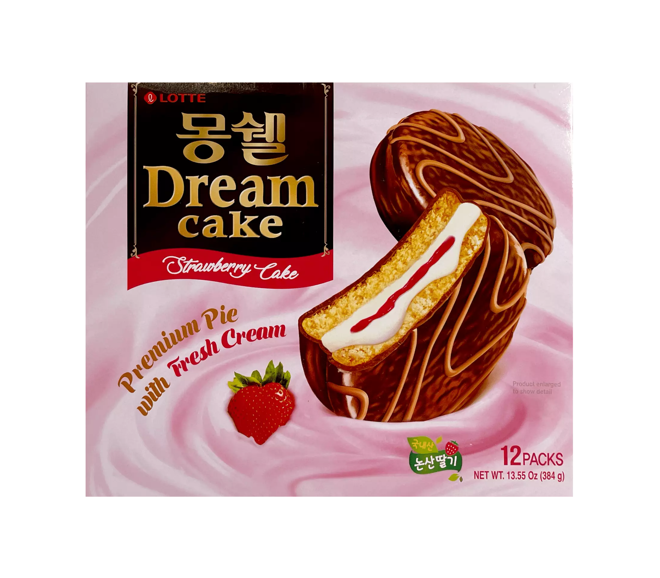 Kaka/Paj Med Jordgubbar/Kräm Smak 384g Lotte Korean
