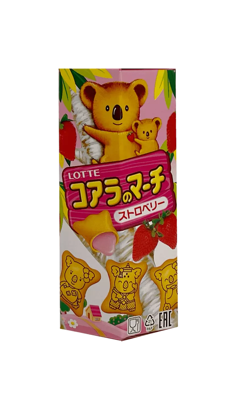 Best Before:2022.11.17 Cookies With Strawberry Flavour 37g Koalas March Lotte China