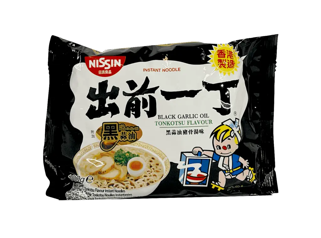 Snabbnudlar Ramen Med Svart Vitlök Olja Tonkotsu Smak 100g Nissin Hongkong