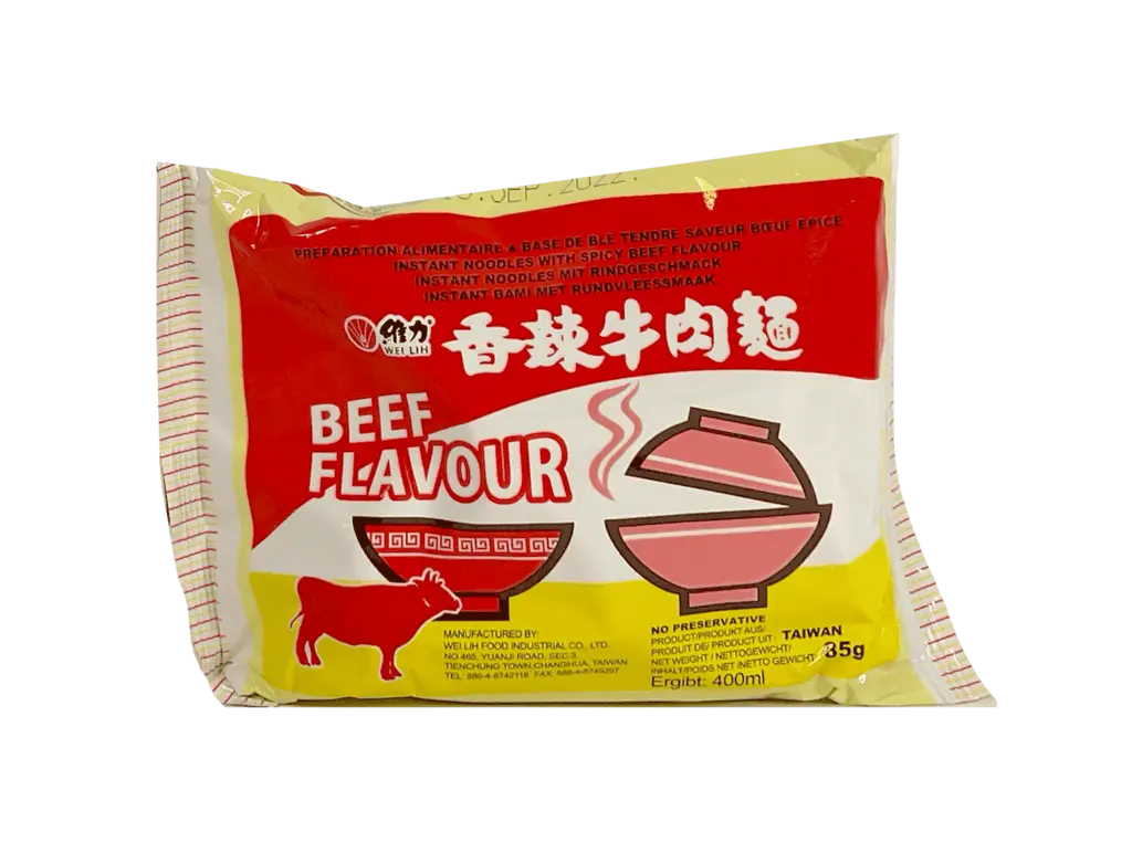 Snabbnudlar Biffbuljong Stark 85g Wei Lih Taiwan