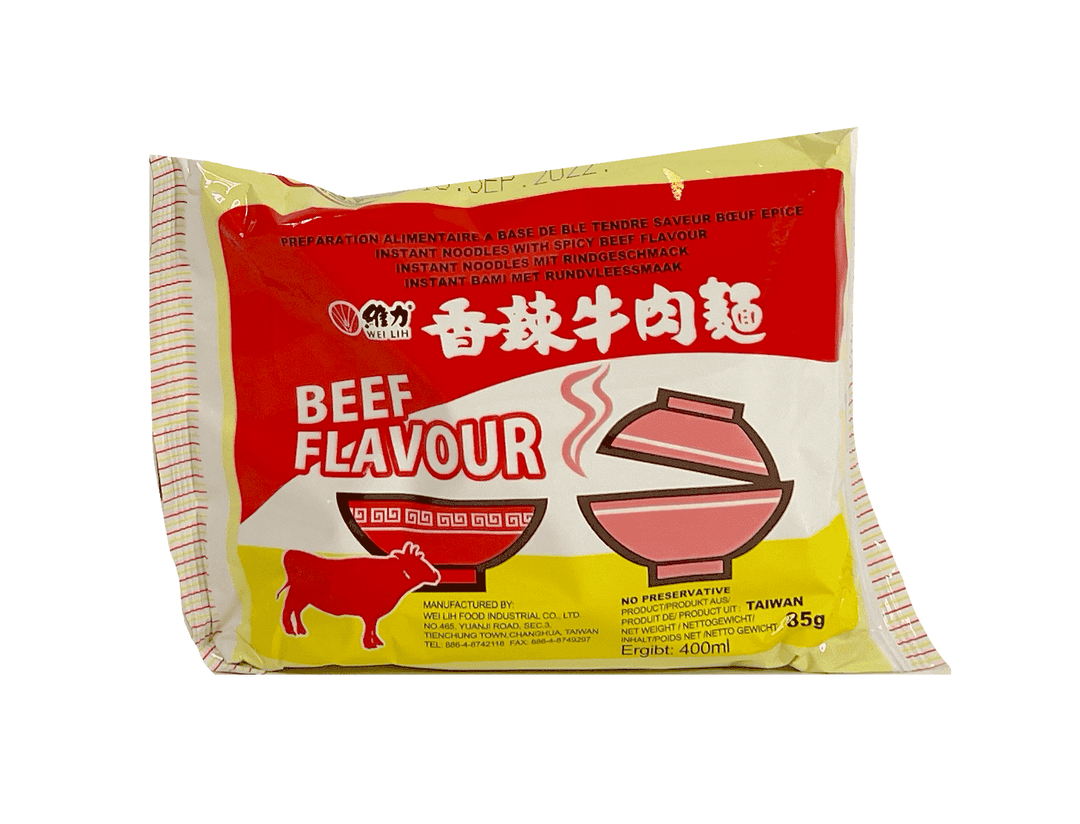 Instant Noodles Beef Broth Strong 85g Wei Lih Taiwan