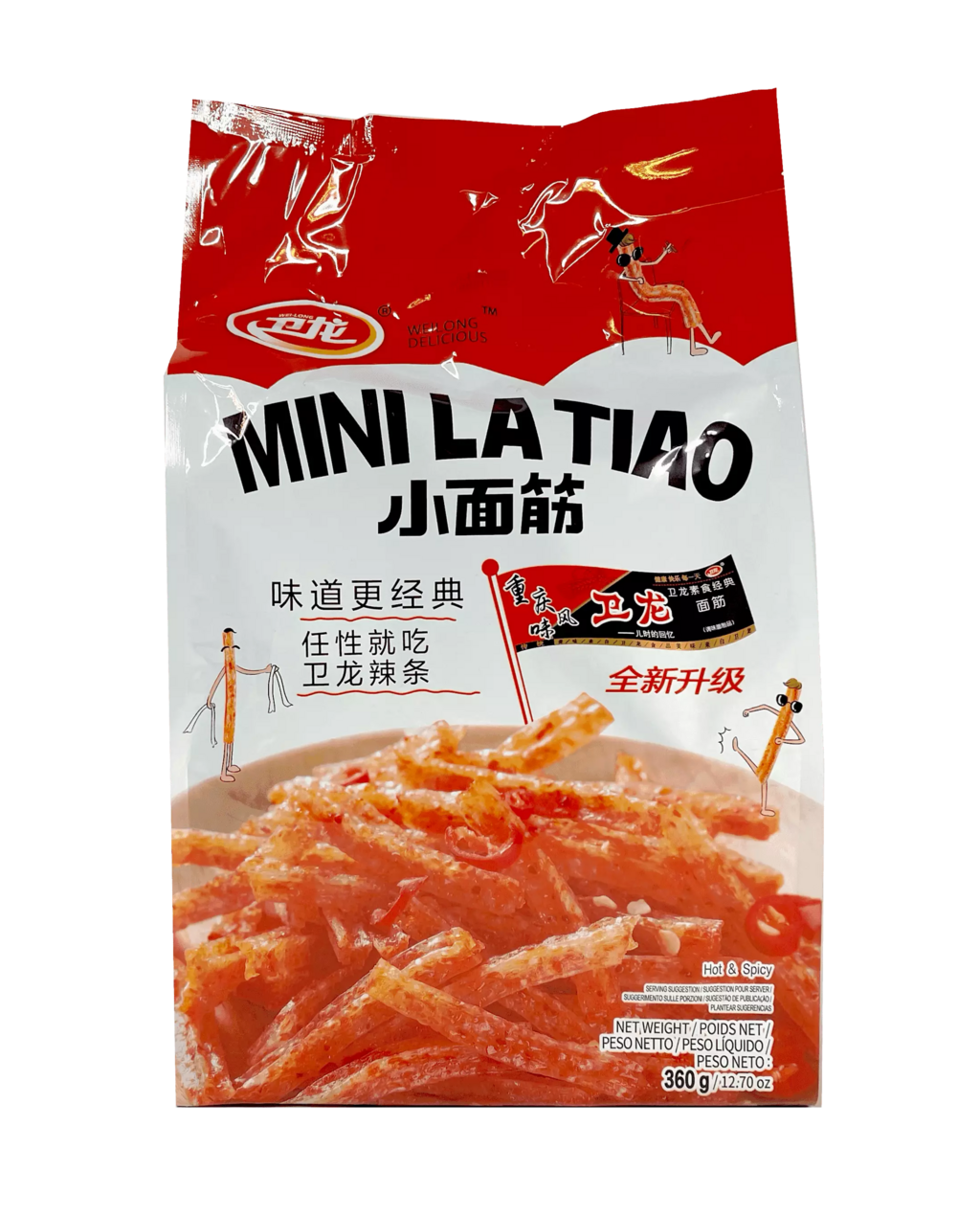 Gluten Snacks Spicy Strips 360g SMJ Wei Long Kina