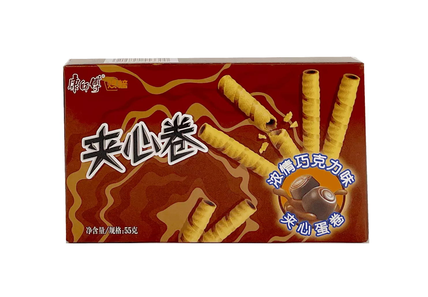 Krispigt Rullar Med Choklad Smak 55g JXG Kang Si Fu Kina