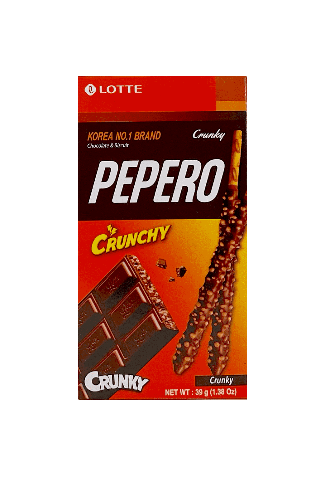 Kakor Pepero Choklad Crunky 39g Lotte Korea