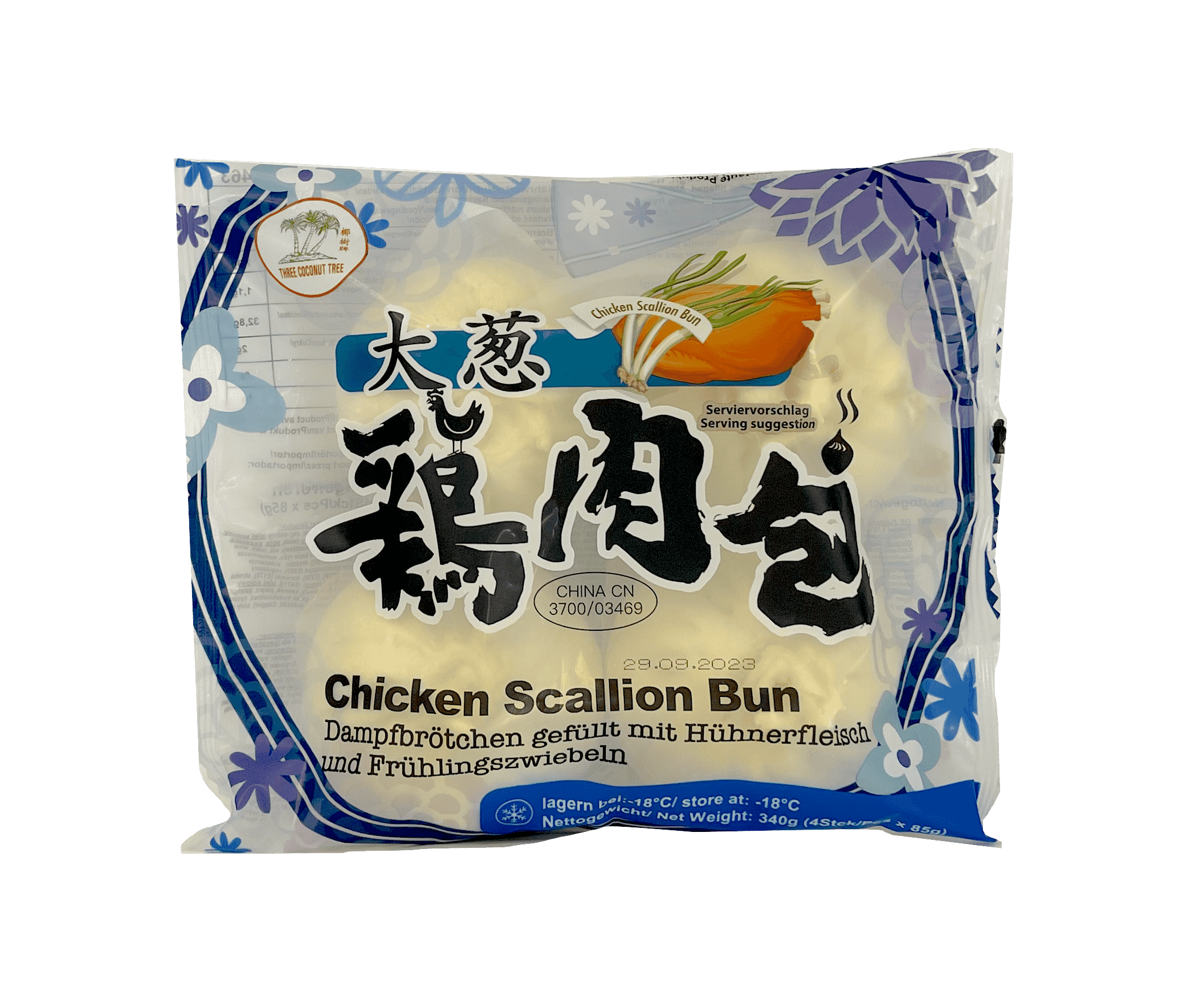 Steamed Bread With Chicken / Chives Filling 85gx4pcs / Bag TCT China