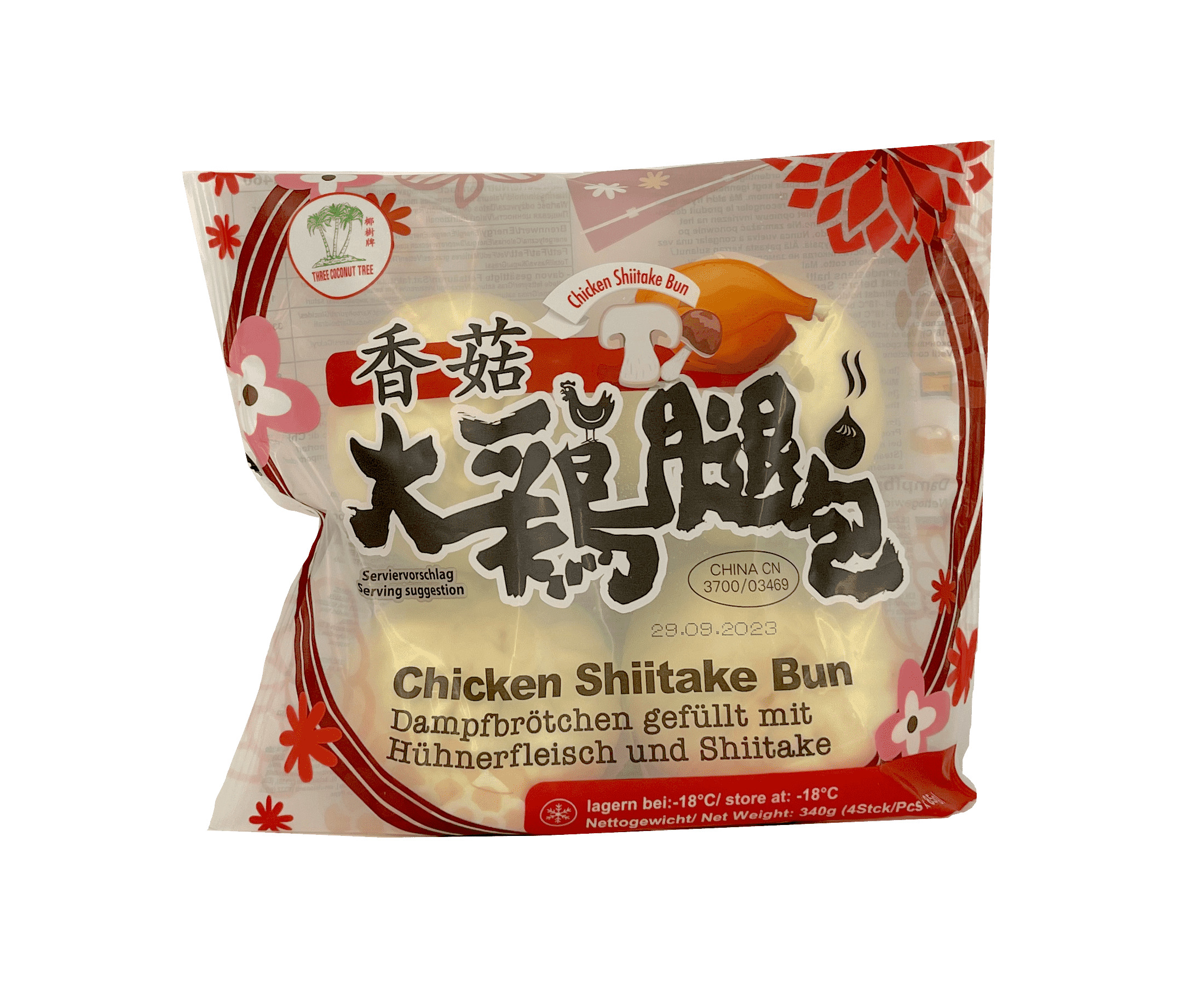 Ångade Bröd Med Kyckling/Shiitake Fyllning 85gx4st/Påse TCT Kina