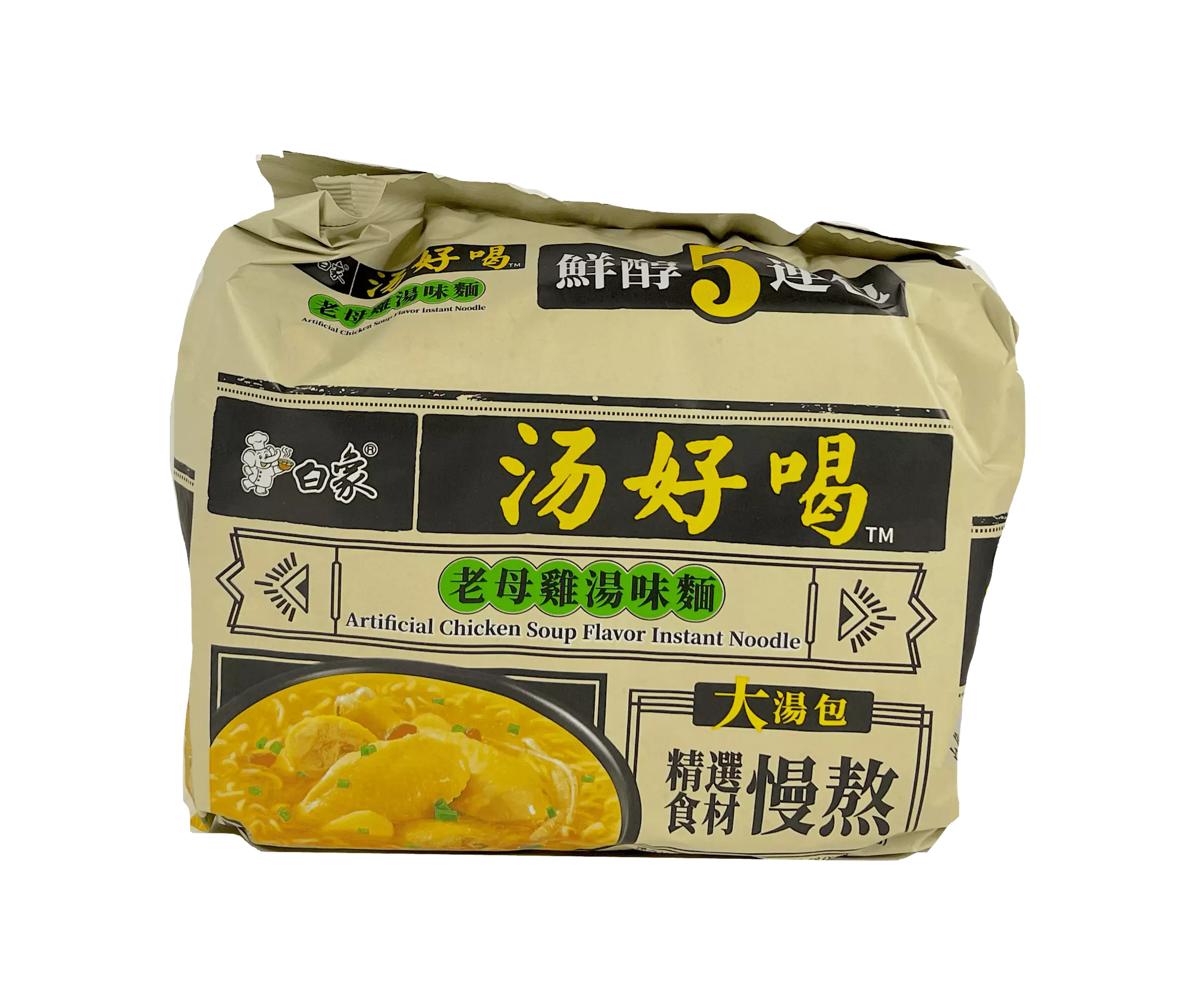 Instant Noodles Chicken Broth Soup Flavor 111gx5pcs / pack Bai Xiang China