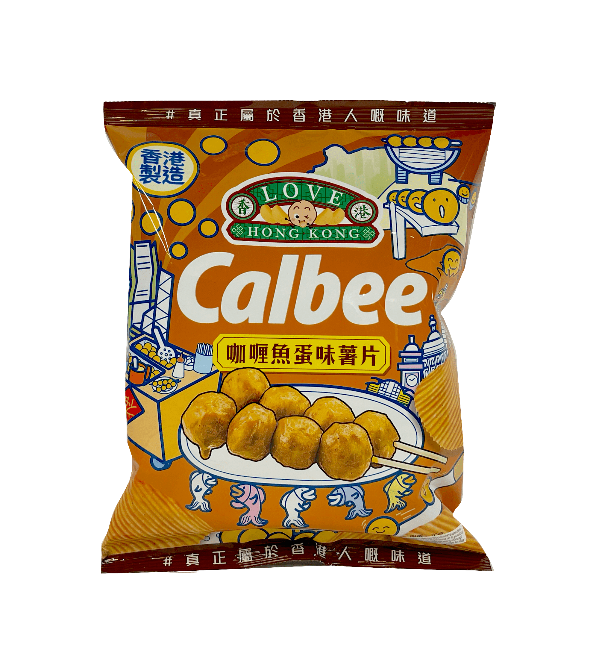 Potato Crisps With Curry Fish Balls Flavour 70g Calbee China