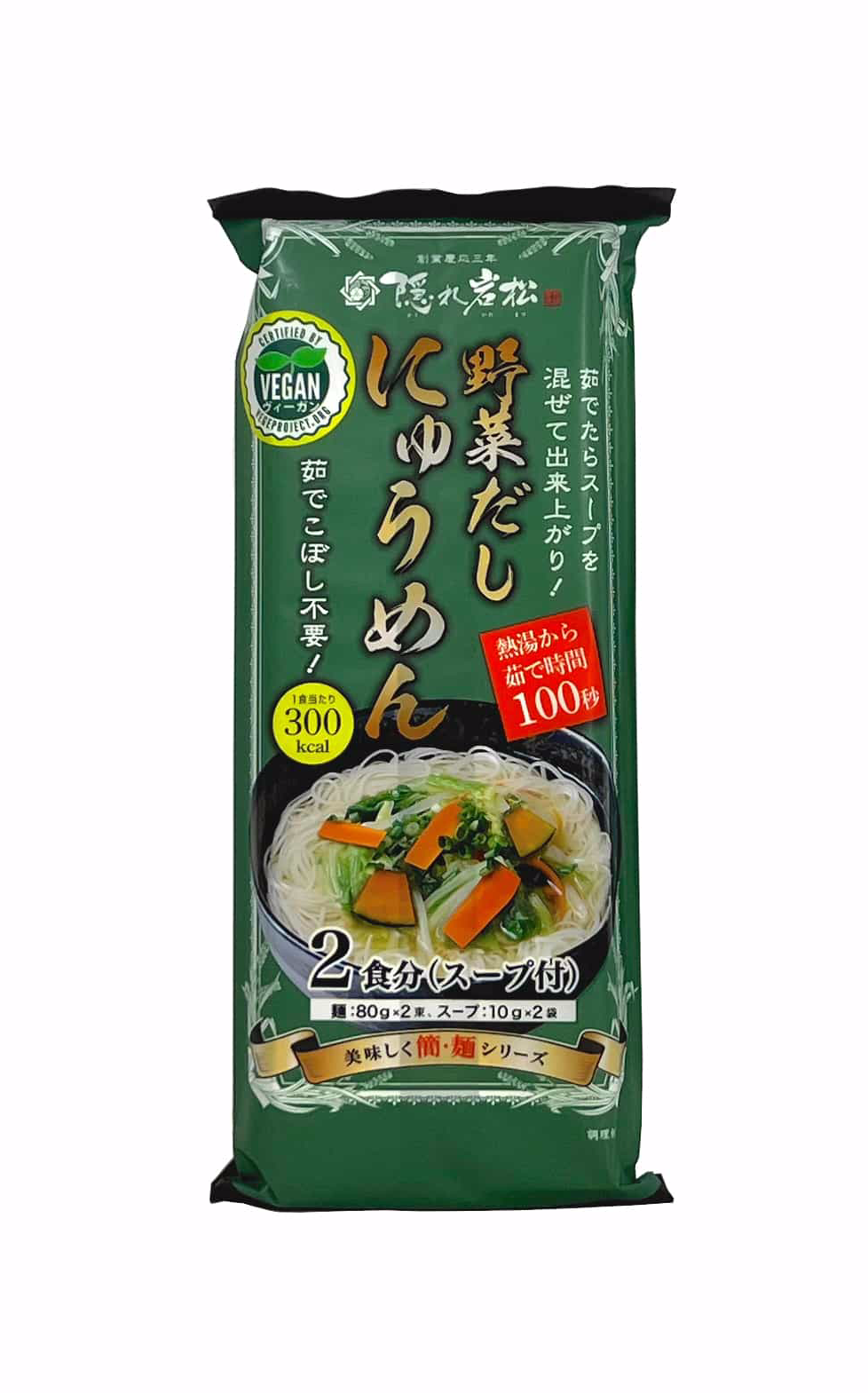 Vegan Ramen Nudlar 180g Kakureiwamatsu Shiodashi Nyumen Japan