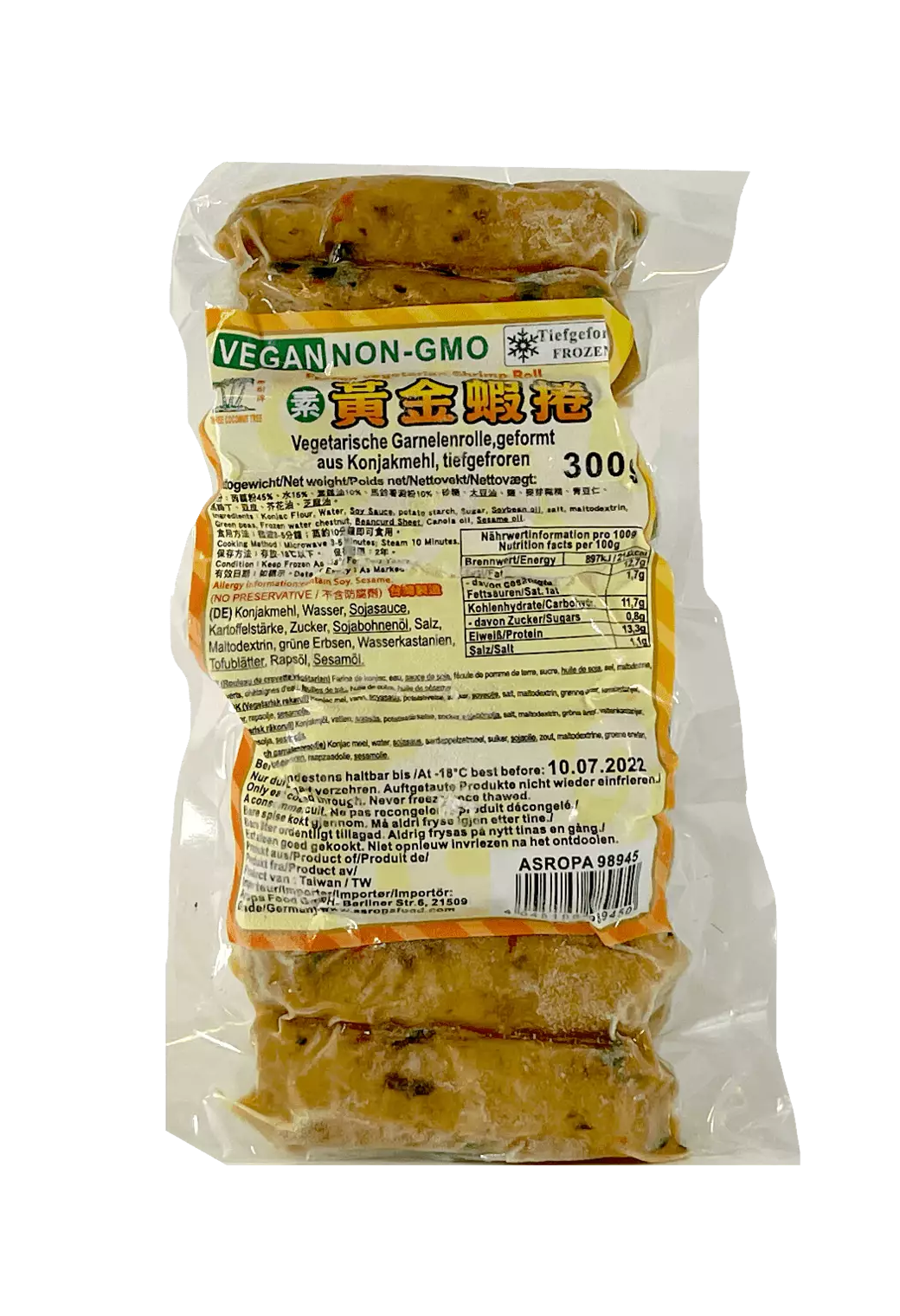 Vegansk Vårrullar Med Soja Protein Fryst 300g TCT Taiwan