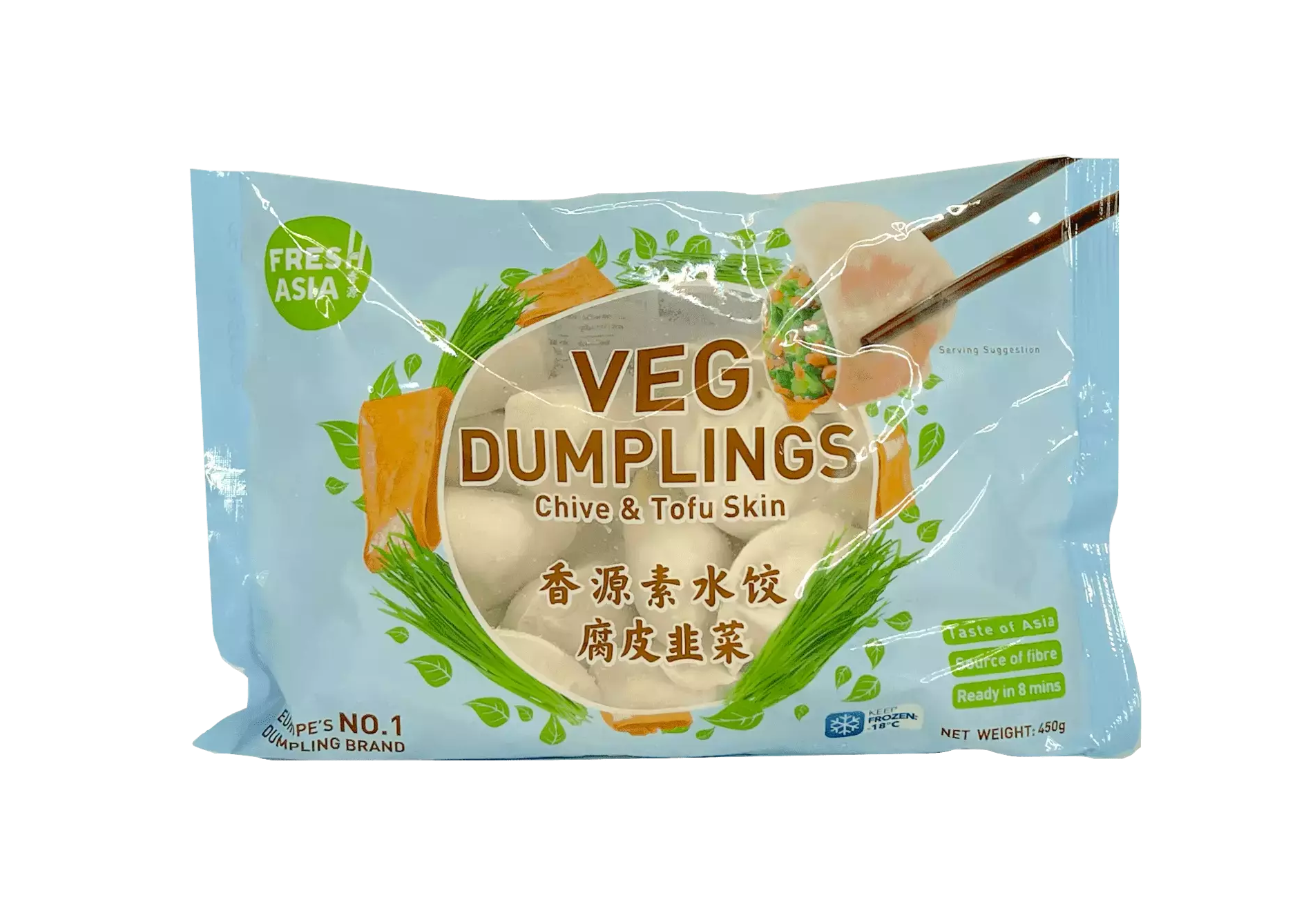 Dumpling With Chives/Bean Curd Filling Frozen 450g Freshasia China