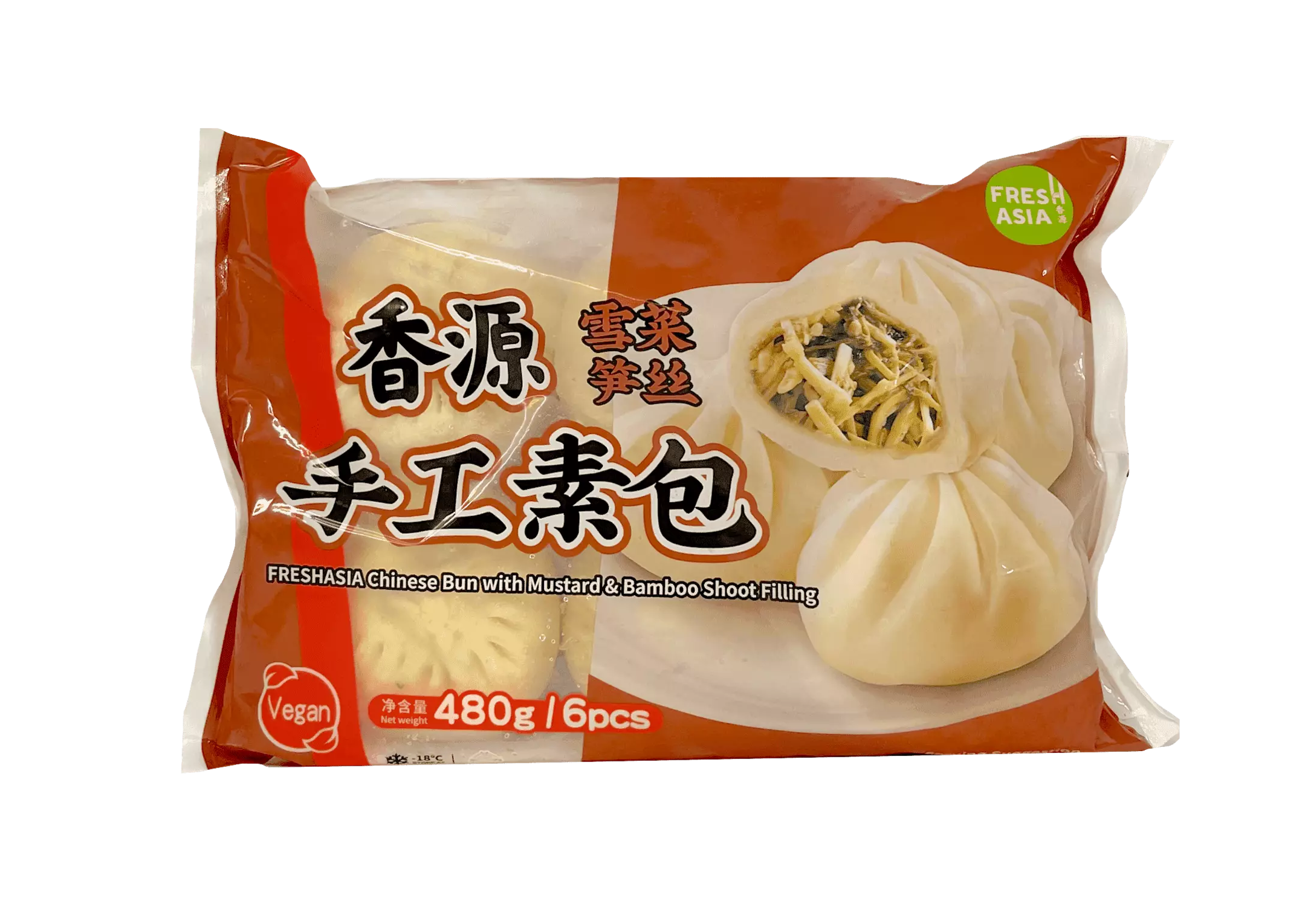 Kinesisk Bun Med Inlagd Grönsaker/Bambuskott Fyllning Fryst 480g Freshasia Kina