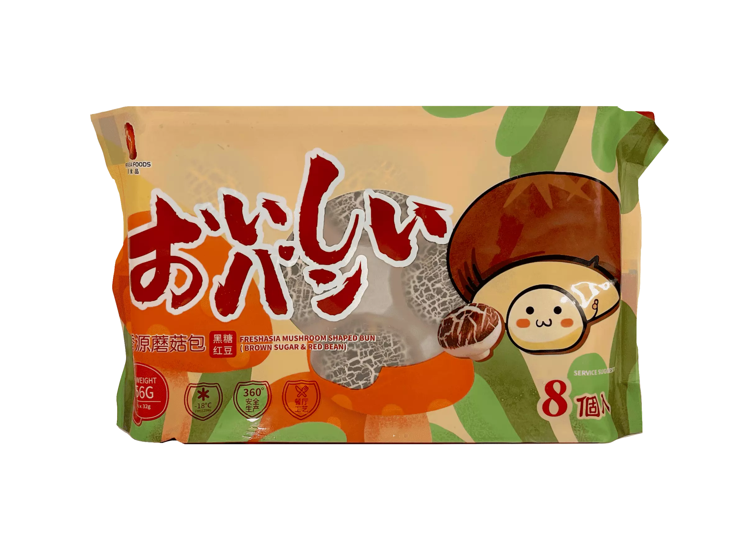 Bun Filled With Brown sugar & Red Bean in Mushroom-Shaped Bun Frozen 256g Freshasia China
