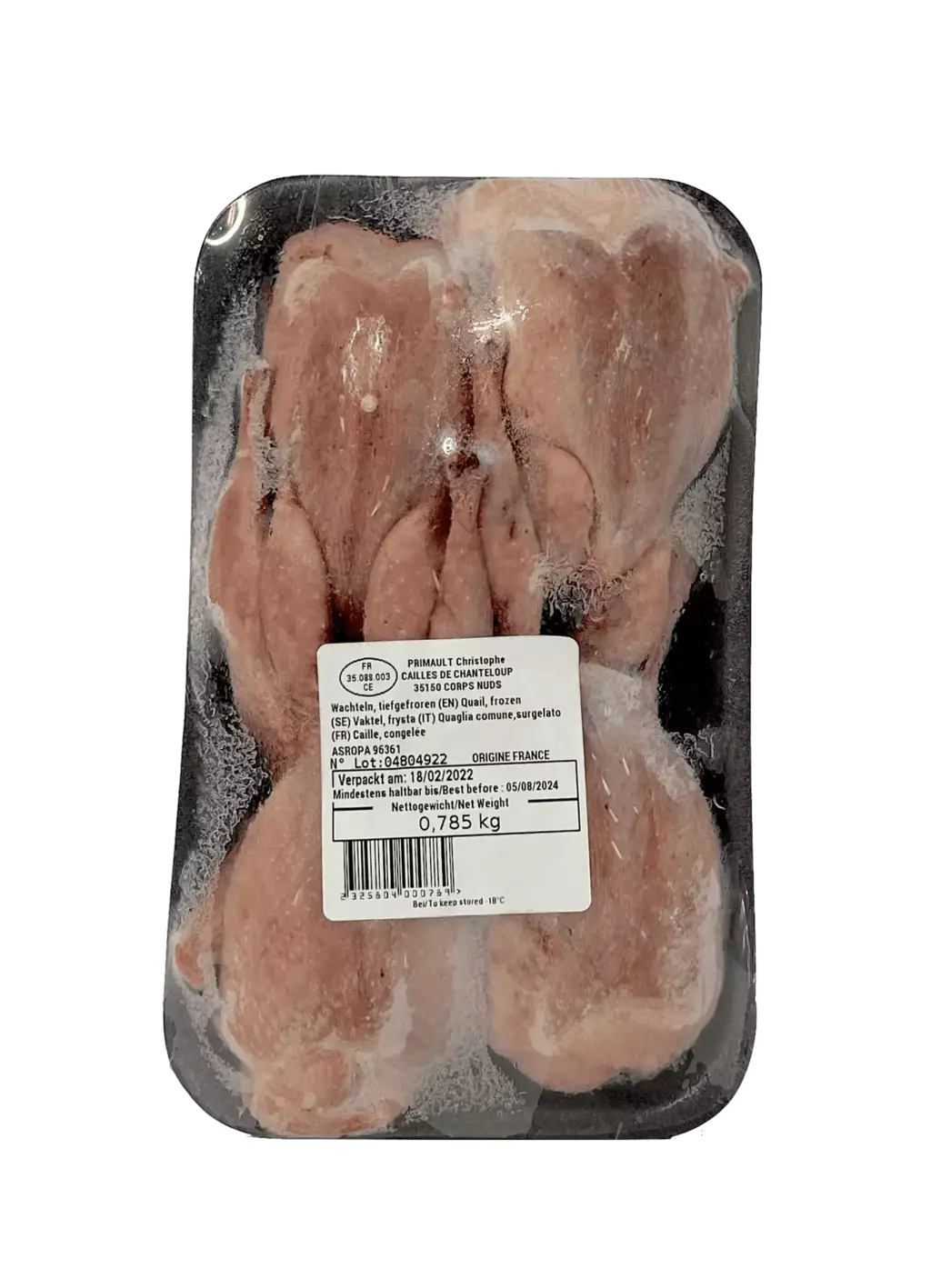 鹌鹑 4pcs/包 冷冻 约760-840g/包 法国