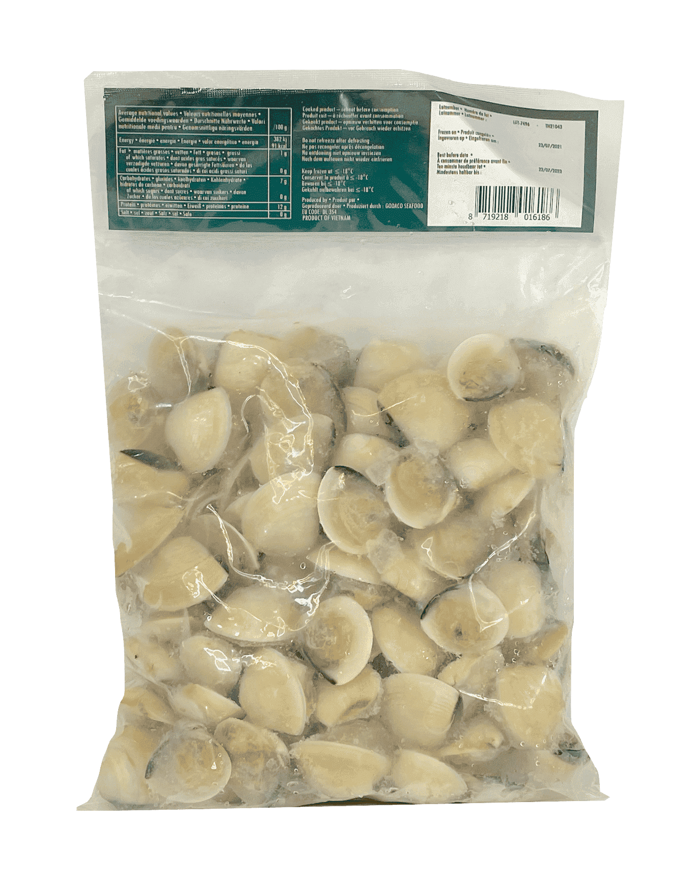 Mussels White Half Shell Boiled Frozen 90/120 1kg Vietnam