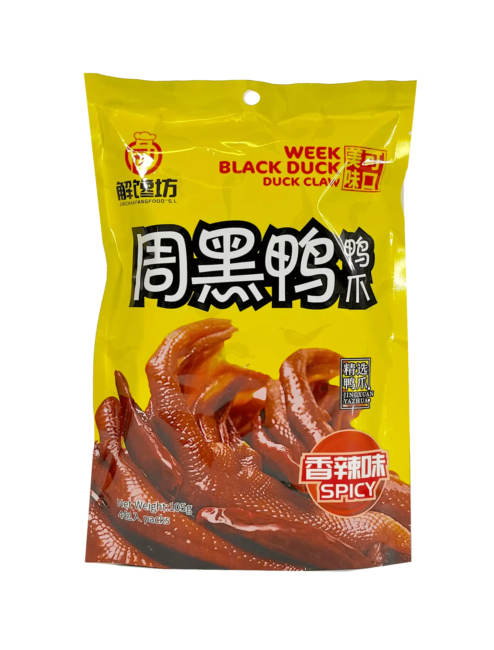 Marinerad Spicy Ankfötter 105g Zhou Hei Ya Jie Chan Fang Food Spain