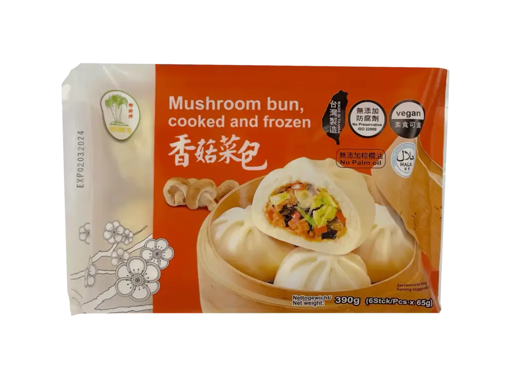 Ångade Bröd Fyllning Med Svamp/Grönsaker Fryst 390g TCT Taiwan