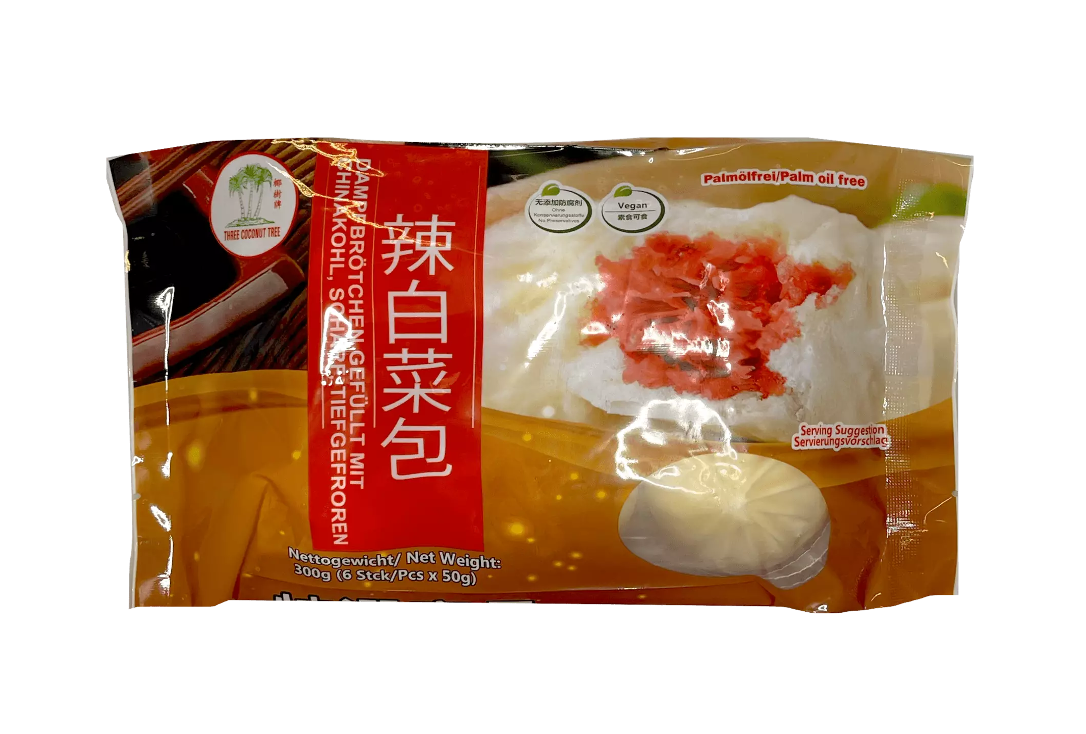 Ångade Bröd Fyllning Med Spicy Vitkål Fryst 300g TCT Taiwan