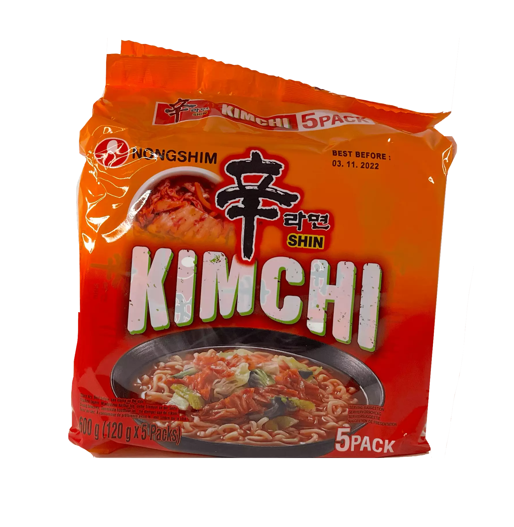 Snabbnudlar Kimchi Ramyun Muti 120gx5st/Förp Nongshim Korea