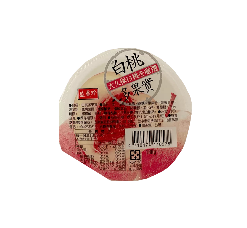 果冻 白桃风味 180gx6st/入 盛香珍 台湾