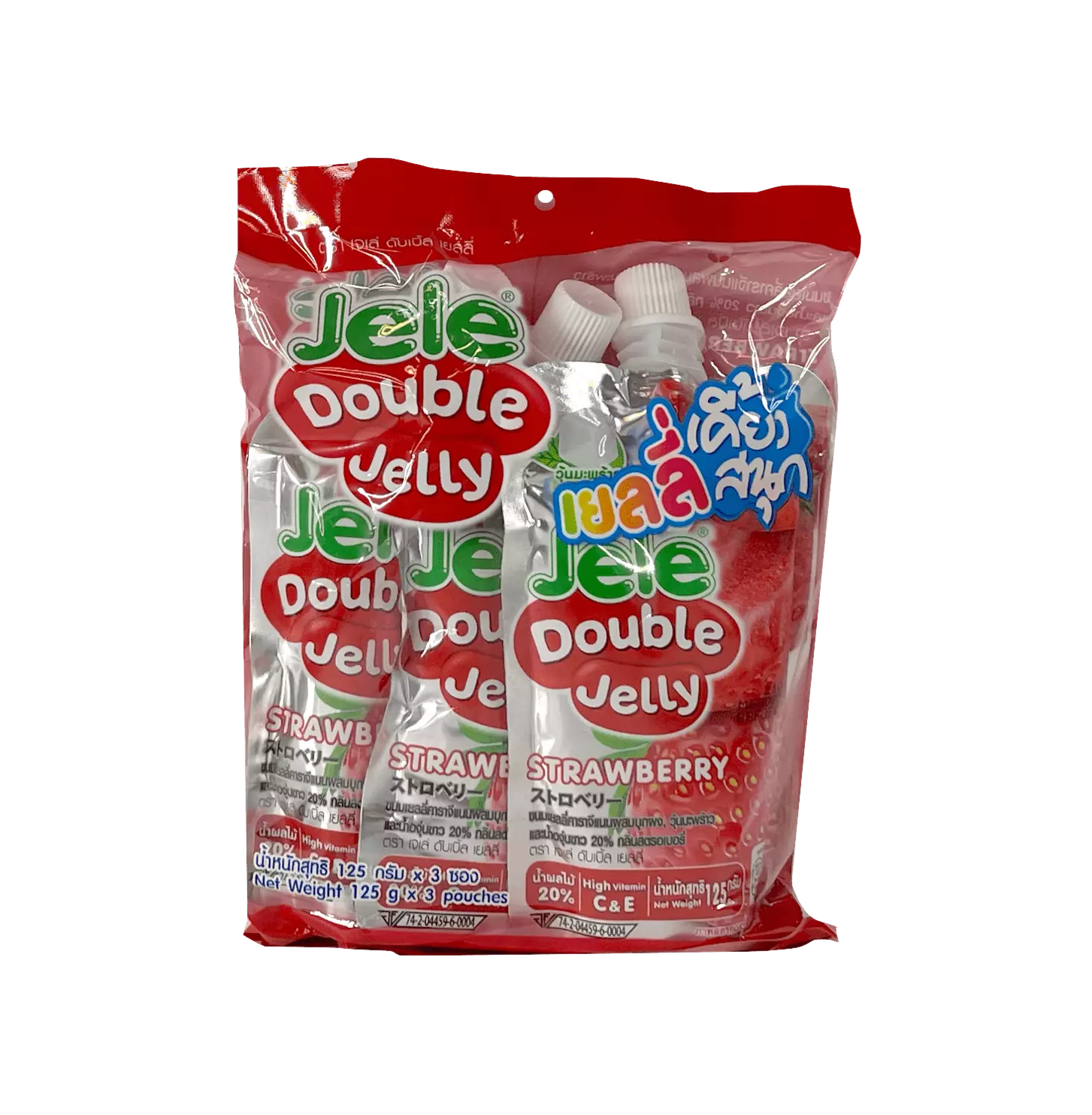 Jelly Strawberry Flavour 125gx3st/Package Double Jele Thailand