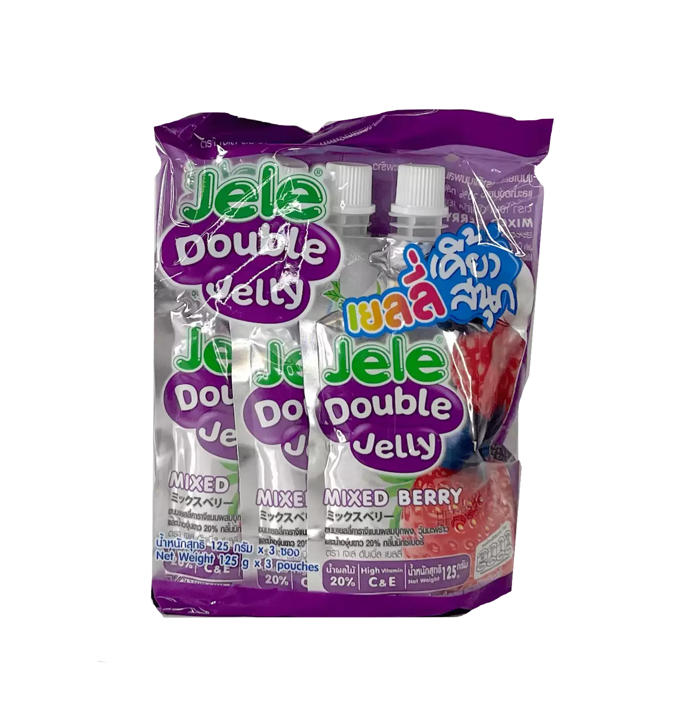 Jelly Mixed Berry Flavour 125gx3st/Package Double Jele Thailand